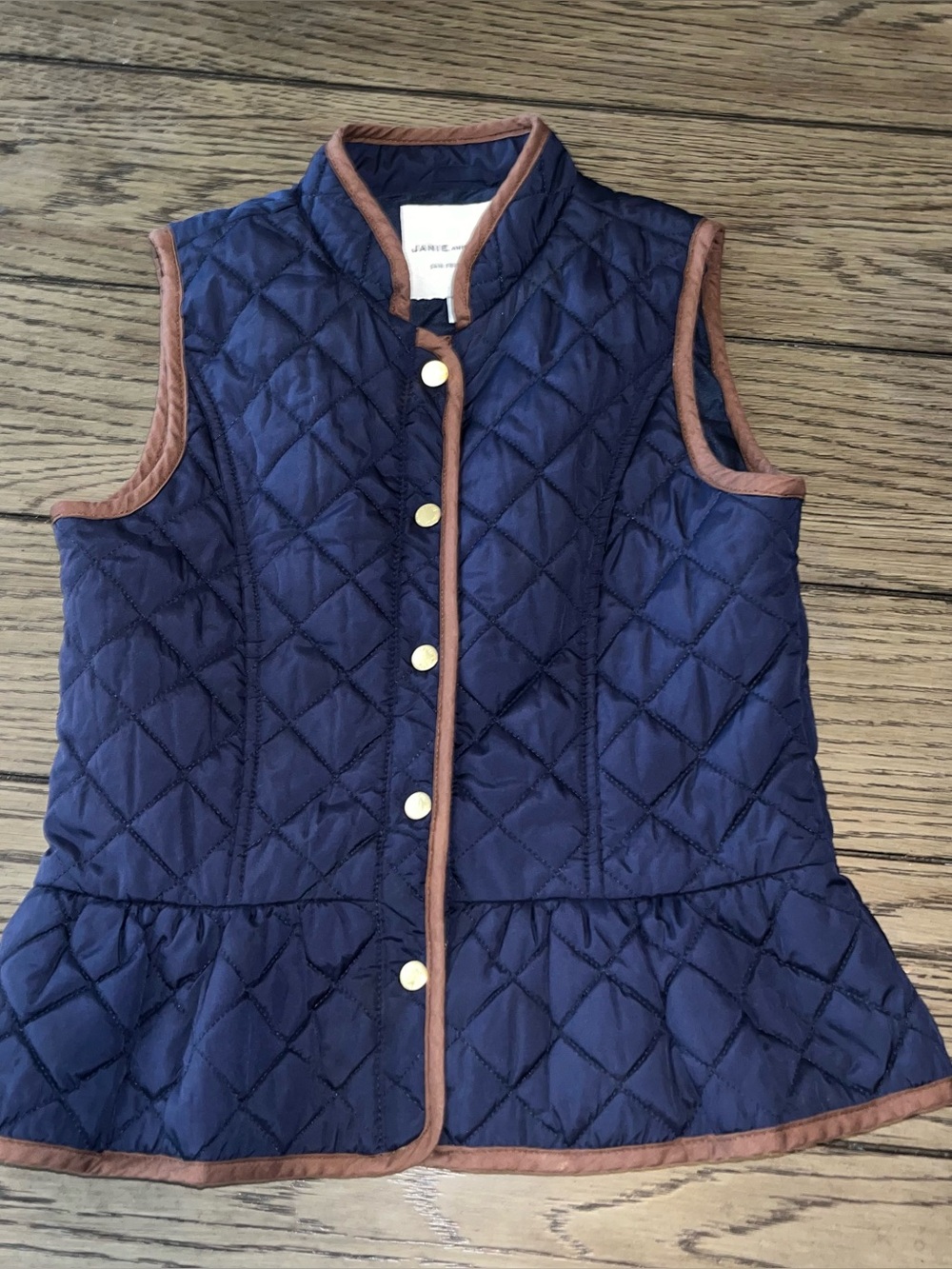 Janie and Jack Girls 7-8 Years Old Quilted Peplum Ruffle Vest Navy Blue Layering